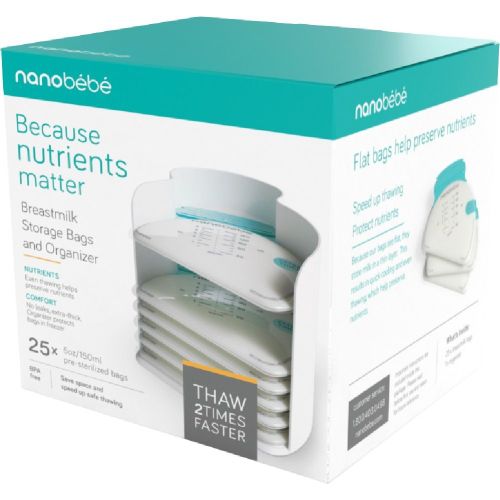 Nanobebe 25 Milk Bags & Organizer White / Clear