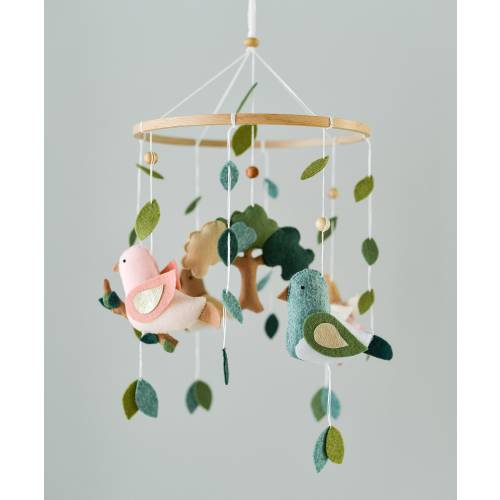Bird mobile Woodland nursery mobile Baby girl woodland hanging mobile Baby shower gift Customize colors