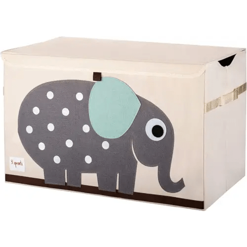 3 Sprouts Large Toy Chest for Kids with Lid and Handles - Collapsible Toy Storage Bin/Trunk/Box/Basket Organizer for Boys & Girls Playroom, Nursery, Elephant