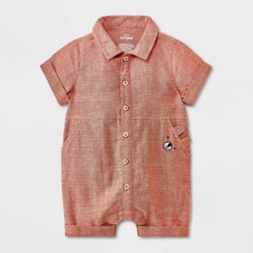 Baby Boys' Gauze Romper - Cat & Jack™ Brown, Size: 3-6M