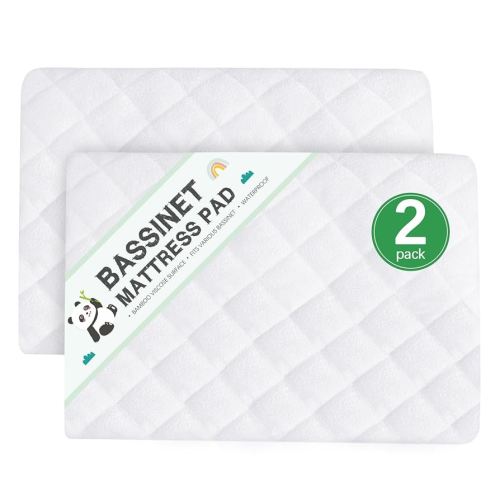 Waterproof Bassinet Mattress Protector, Fit for 20" x 33" Angelbliss (3 in 1), wayfong, venowu, YADAQE, and Cowiewie Bassinet, Ultra Soft Breathable, Viscose Made from Bamboo Surface, Washer & Dryer