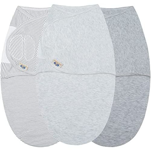 Adjustable Baby Cotton Swaddle Wrap, Ultra Soft Newborn Velcro Swaddle Blanket by BlueSnail (3 Pack,0-3 Month)(Heather Grey)