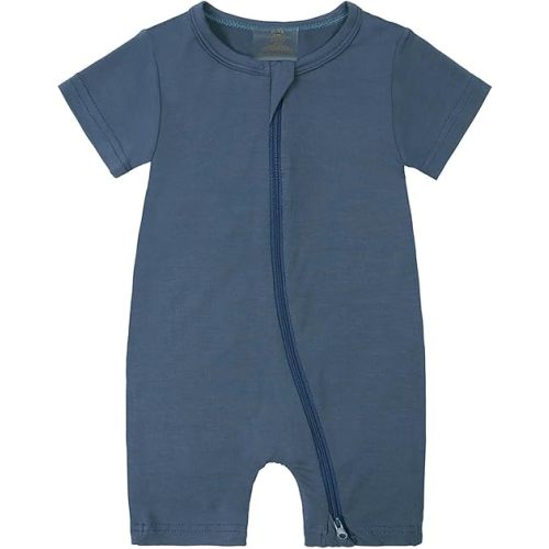 Unisex Baby Short Sleeve Romper Rayon Zipper Summer Jumpsuit Sleep and Play