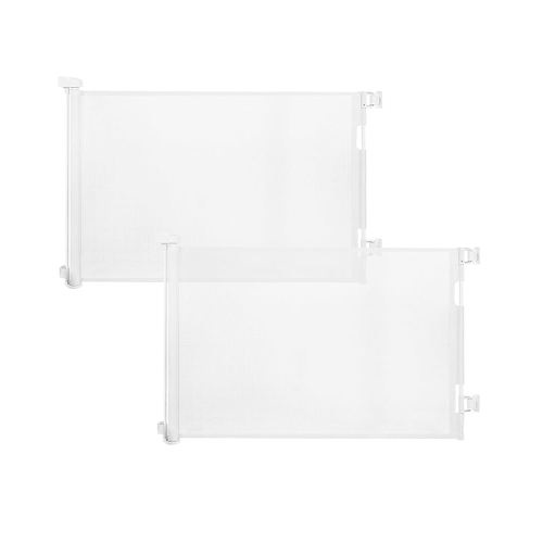 2 Pack Retractable Baby Gate,Mesh Baby Gate or Mesh Dog Gate,33" Tall,Extends up to 55" Wide,Child Safety Gate for Doorways, Stairs, Hallways, Indoor/Outdoor(White,33"x55"
