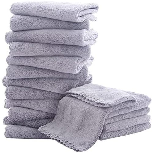 Ultra Soft 16 Pack Baby Washcloths - 10x10 Inches - Coral Fleece Extra Absorbent Wash Clothes for Babies, Infants and Toddlers - Sensitive Skin and Newborn - Ideal Baby Shower Gift