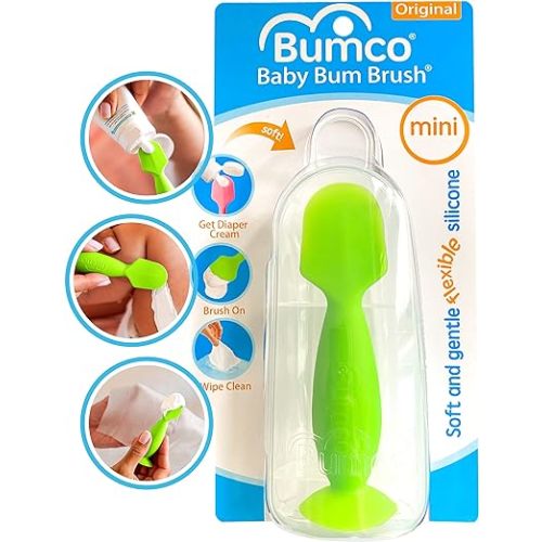 Bumco Mini Diaper Cream Spatula with Case - BPA-Free Butt Spatula Baby, Soft & Flexible Diaper Spatula, Diaper Cream Applicator, Mom-Invented Baby Must Haves, Diaper Bag Essentials, Butt Paste Spatula