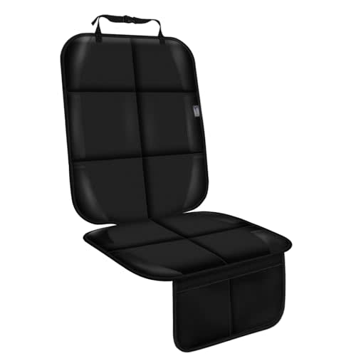 Gowhalle Car Seat Protector, Non-Slip Rubber Padded Backing Seat Protector for Child Seats, Waterproof Thickest Padding Car Seat Protector Under Baby Seat - No Imprint (Black-Ⅰ-1pcs)