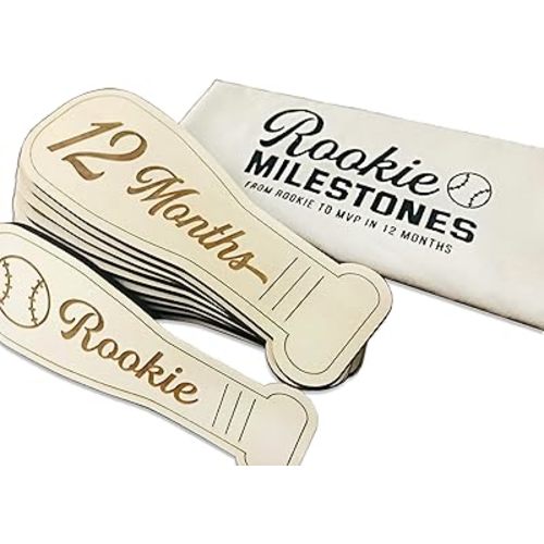 Baby Milestone Cards, Baseball Rookie Milestones, Baseball Baby Gift, Baseball Baby, Baseball Baby by The Month Photos (12 Month Cards + 'Rookie' Card)