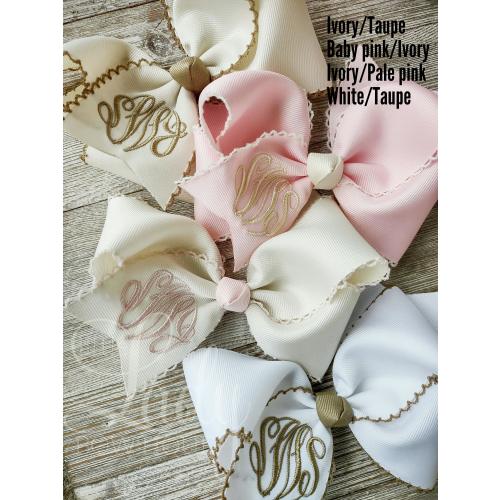 Moonstitch Monogrammed Hairbows- Embroidered Hairbow- personalized Bows- Easter Hairbows-Spring Hairbows- bows for babies- Custom hair bows-