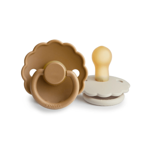 Daisy Natural Rubber Pacifier 2-Pack, Cream/Cappuccino