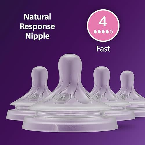 Philips Avent Natural Response Nipples, Fast Flow (Flow 4), 4-Pack, SCY964/04
