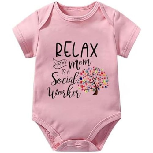 Relax My Mom Is A Social Worker Rompers for Boys Short Sleeve Outfit Girl Newborn White Baby