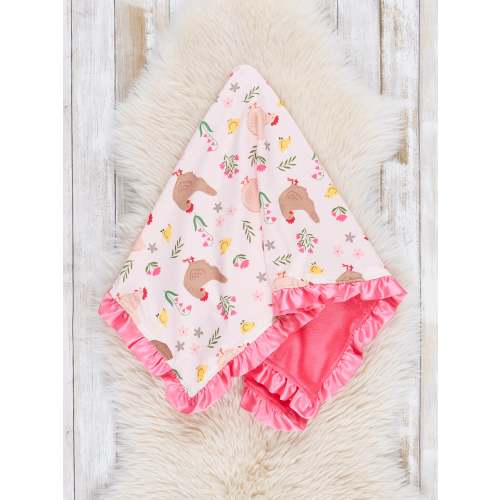 Pink Chickadee Minky Blanket