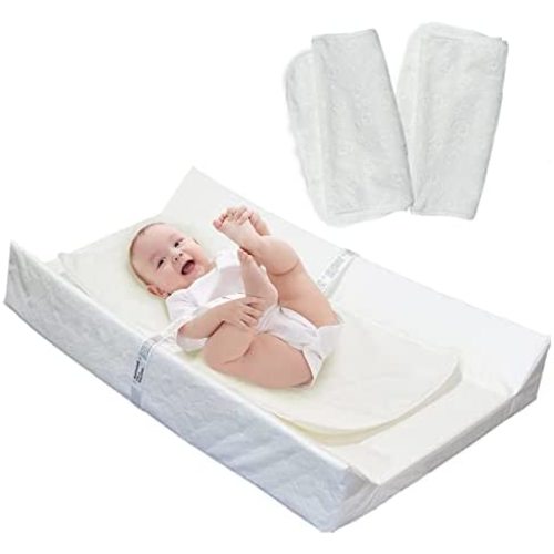 Truwelby Contoured Diaper Changing Pad with 3 Pack Ultra Soft Plush Liners, Baby Changing Pad Cover Waterproof Hypoallergenic Washable
