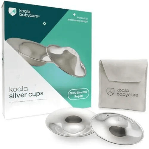 Koala Babycare The Original Nursing Cups 999 Silver – Nipple Shields for Nursing Newborn - Breastfeeding Essentials Protect and Soothe Cracked Nipples - Standard Size