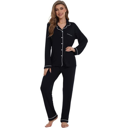 Button Up Pajamas for Women Long Sleeve Sleepwear Soft Loungewear Ladies Pjs Set XS-XXL