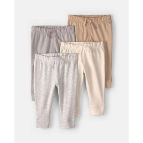 Baby 4-Pack Pull-On Pants | Grey/Ivory/Tan 0-3 Months