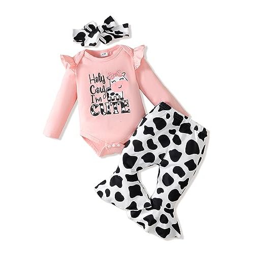 Renotemy Newborn Baby Girl Clothes Outfits Infant Romper Ruffle Floral Pants Cute Toddler Baby Girl Clothes Set