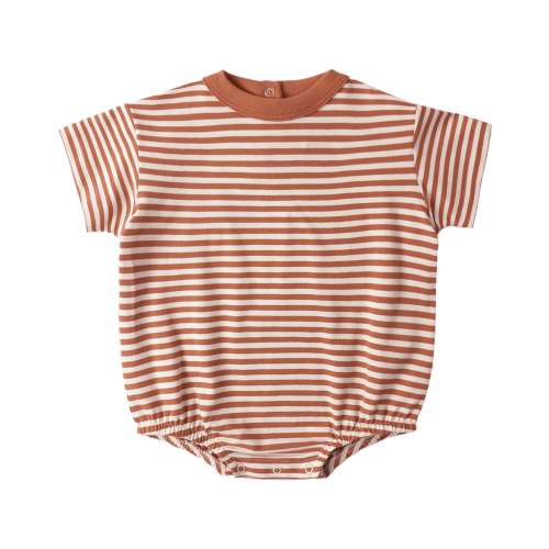 Quincy Mae Relaxed Bubble Romper - Poppy Stripe