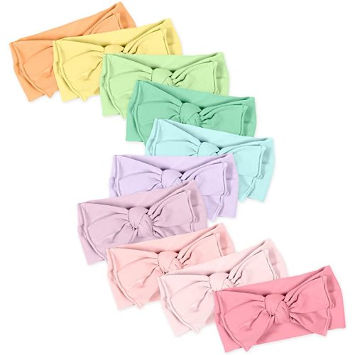 HonestBaby unisex baby Organic Cotton Headband Multi-packs Headwrap, 10-pack Rainbow Girl, One Size US