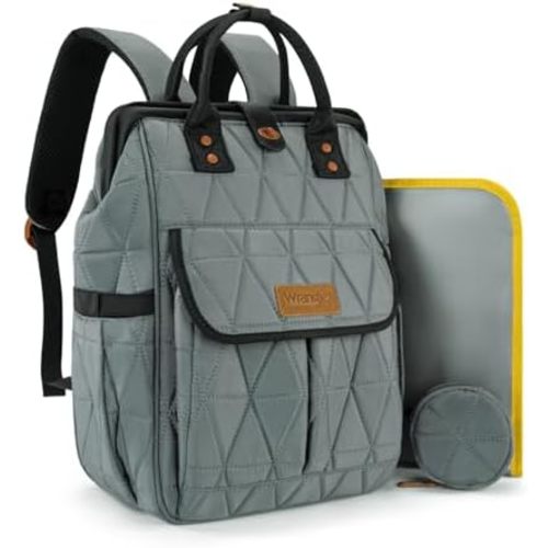 Montana West Wrangler Diaper Bag Backpack Baby Essentials Bag Quilted Travel Backpacks with Insulated Pockets, Portable Changing Pad, Stroller Straps, Pacifier Case