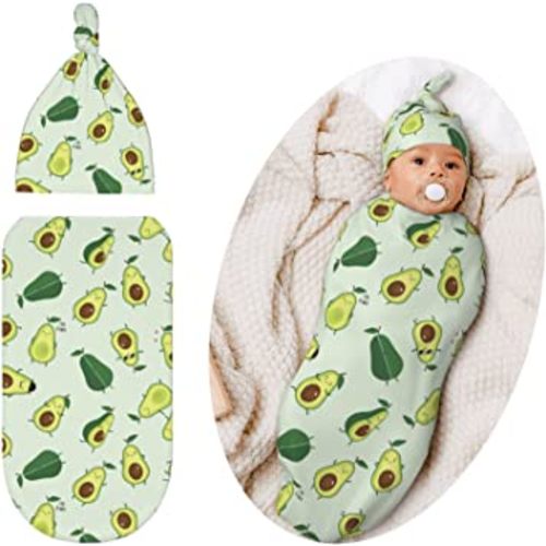 Avocado Baby Stuff Swaddle Blanket with Hat Set 1 Pack Swaddles Up New Born Soft Transition Sleep Sacks for Infant Boys Girls 0-6Mth