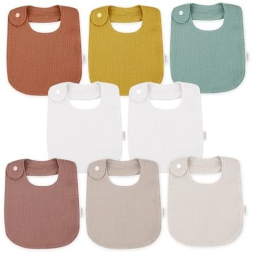 Wimist Muslin Baby Bibs 8 Pack Bandana Baby Bibs for Teething, Toddler Bibs for Unisex, Drooling Baby Bibs for Newborns