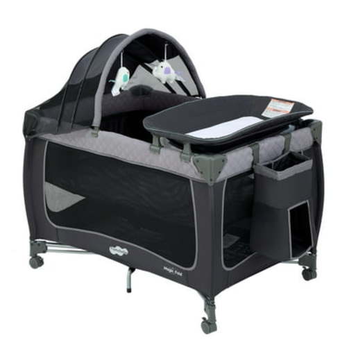 Pamo Babe Baby Playard, Magic Fold 1 Step Portable Playpen Changing Table for Newborn, Four-Panels