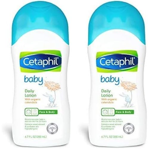 Cetaphil Baby Daily Lotion with Organic Calendula,Hypoallergenic, Sweet Almond & Sunflower Oils,6.7 Fl. Oz (Packaging May Vary) (Pack of 2)