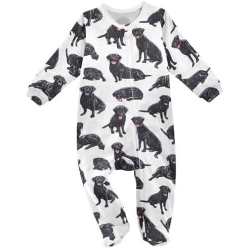 Labrador Retriever Black Cute Baby One-Piece Footie Romper Jumpsuit Pajamas Cotton Pjs for Boys Girls Sleep Play