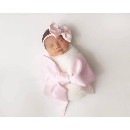 Satin Newborn Swaddle and Matching Bow Headpiece (2 piece set)