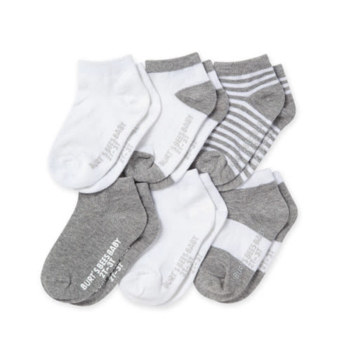 Burt’s Bees Baby Solid & Stripes Organic Cotton Baby Socks in Heather Grey, Size 0-3 Months
