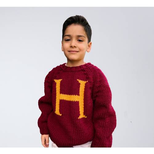 Handmade Personalized Kid Sweater Wool Pullover Christmas Monogram Baby Jumper Letter Magic Gift for girls and boys