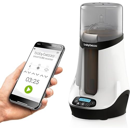 Baby Brezza Safe & Smart, Electric Baby Bottle Warmer and Baby Food Warmer – Universal Fit - Glass, Plastic, Small, Large, Newborn Feeding Bottles - Wireless Bluetooth Control - Digital Display