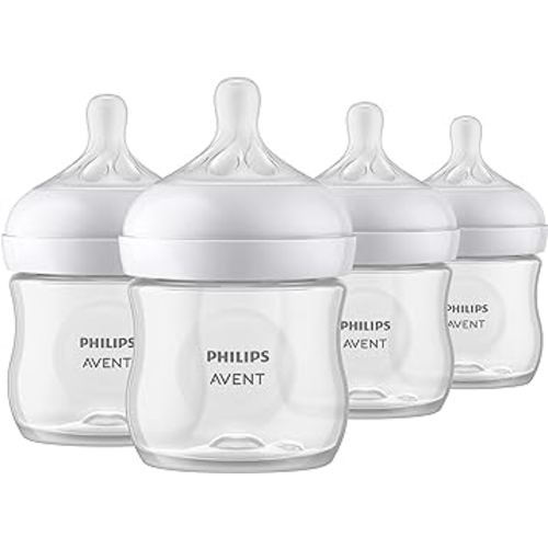 Philips AVENT Natural Baby Bottle with Natural Response Nipple, Clear, 4oz, 4pk, SCY900/04