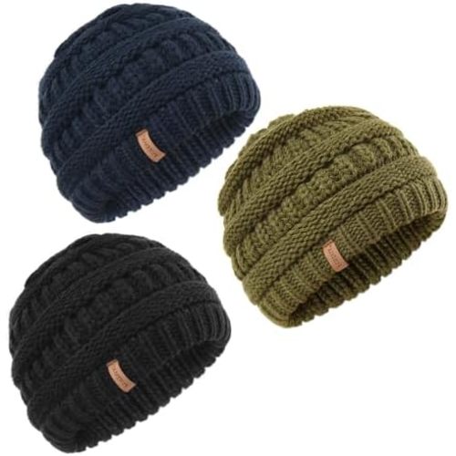 FURTALK Baby Beanie Winter Soft Warm Knit Hat 3 Pack Infant Toddler Slouchy Caps