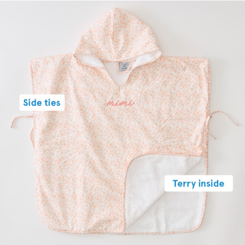 Percale Kids' Poncho (Pink Floral) | Weezie Towels