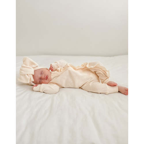 Frill Zip Romper | Cream Waffle – Little and Fern