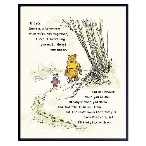 Winnie Wall Art - Pooh Kids Room Decor - Boys Room Decor - Little Girls Bedroom Decor - Baby Nursery Decor - Wall Decor for Toddlers - Inspirational Positive Quotes Picture Poster print - 8x10