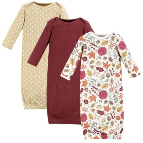 Hudson Baby Infant Girl Thermal Gown 3pk, Acorn Botanical, Size: newborn