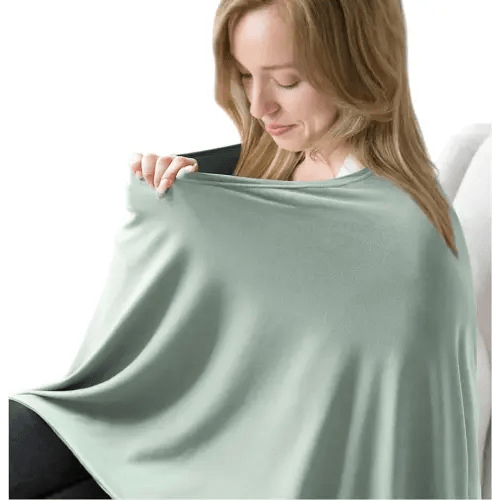 Nursing Covers for Breastfeeding, Breathable & Soft Privacy Feeding Covers 360 Degree Full Nursing Poncho for Baby and Mom with Removable Neckline (Green)