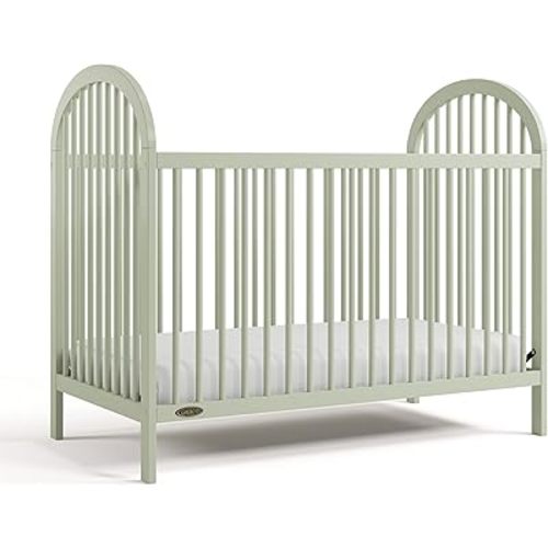 Graco Olivia 3-in-1 Convertible Crib – GREENGUARD Gold Certified, 100% Solid Wood, Fits Standard Baby Crib Mattress, Converts to Toddler Bed and Daybed, 4 Adjustable Mattress Heights (Sage)