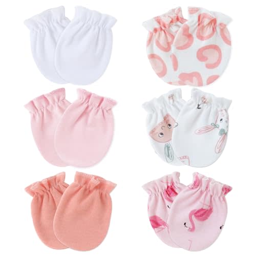 Flagsky Baby Mittens 0-6 Months No Scratch 100% Cotton Gloves for Newborn Boys Girls