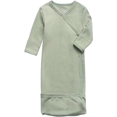 O2 BABY 100% Organic Cotton Kimono Gown with Mittens & Fold-Over Pouch, Unisex Long Sleeve Infant Sleeper Sleeping Bag