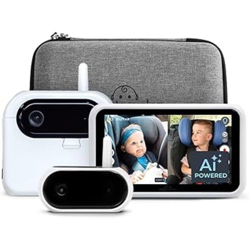 Tiny Traveler Ai Smart Wireless Baby Car Monitor - AI-Powered Safety Alerts: Cry/Laugh/Stand Detection, Virtual Fence, Long Range 1000ft Night Vision Lullabies Night Light