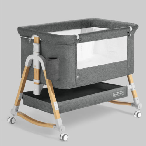 HARPPA Cuddly 3-in-1 Baby Bassinet Bedside Sleeper for Reflux | Attaches to Bed, Adjustable 5 Heights, Non-Toxic & CPSC Certified | Sturdy Aluminum Frame, Portable Wheels, Tool-Free Setup, Gentle Rocking | Perfect for Newborns, Infants, Small Spaces & Saf