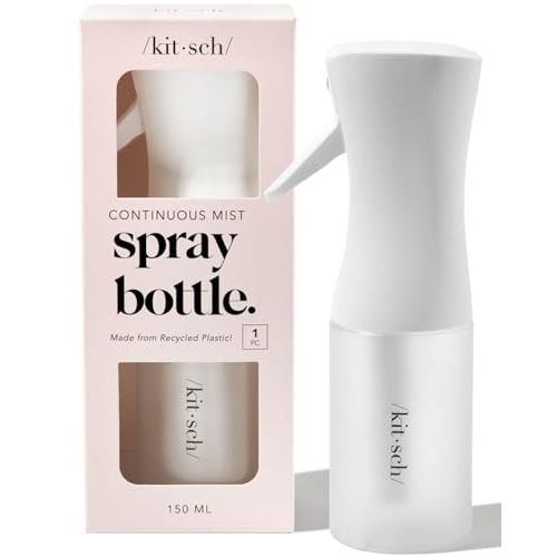 Kitsch Continuous Spray Bottle for Hair – Fine Mist Water Mister & Water Spray Bottle – Recycled Hair Spray Bottle – Spray Bottles for Cleaning, Styling, Plants & More – White, 150ml