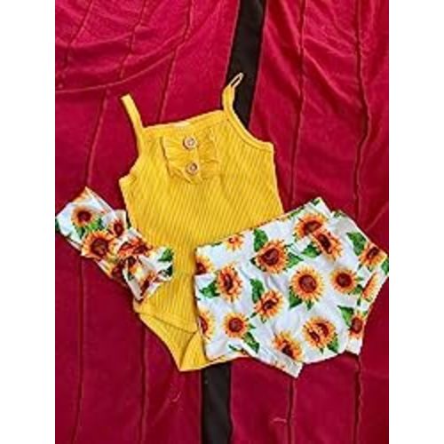 Amazon.com: GRNSHTS Infants Baby Girls Summer Shorts Set Knit Sleeveless Romper Bodysuit+Floral Bloomers+Headband Clothes Outfit: Clothing, Shoes & Jewelry