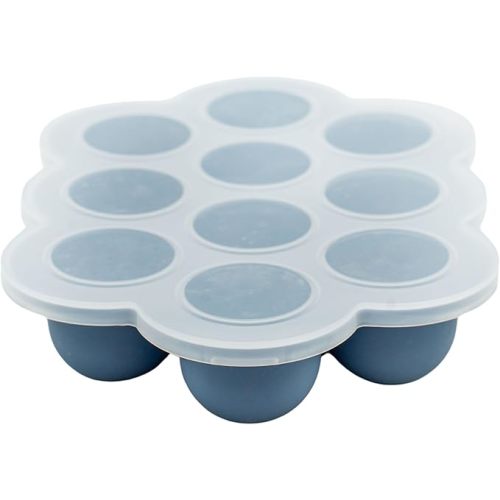 WeeSprout Silicone Baby Food Freezer Tray with Clip-on Lid - Perfect Storage Container for Homemade Baby Food, Vegetable & Fruit Purees, and Breast Milk (Navy, Ten 1.5 Ounce Sections)