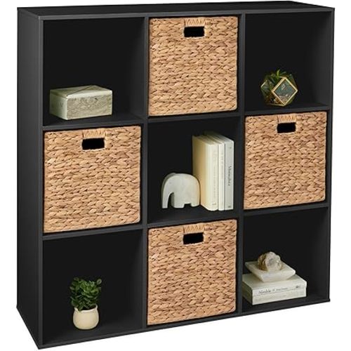 Best Choice Products 9-Cube Storage Organizer, 13.5in Shelf Opening, Bookcase, Display Shelf, Customizable w/ 3 Removable Back Panels – Black
